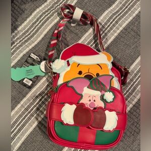 Disney Loungefly Winnie the Pooh Santa & Piglet Elf Crossbuddy Bag